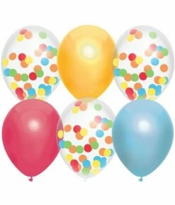 Ballonnen Mix Regenboog Confetti - 6 Stuks