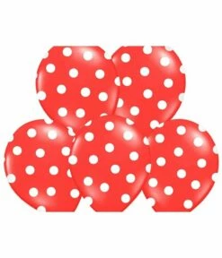 Ballonnen Pastel Rood Met Witte Stippen - 6 Stuks