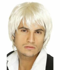 Boy Band Pruik Kort Blond