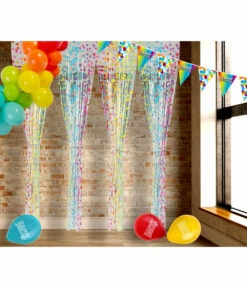 Deurgordijn Folie Multicolor Stippen (2x1m) -FEESTBAZAAR Winkel deurgordijn folie multicolor stippen 2x1m 2