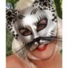 Halfmasker Kat Zilver/zwart -FEESTBAZAAR Winkel halfmasker kat zilver zwart