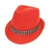Kojak Hoed Rood Met Strass Band -FEESTBAZAAR Winkel kojak hoed rood met strass band