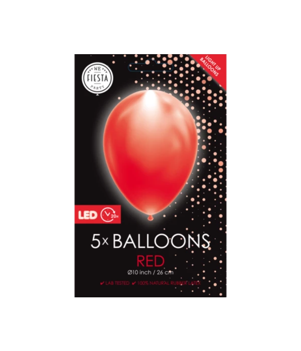 Led Ballonnen Rood (5st) 3 Led Ballonnen Rood (5st)