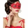 Masker Stof Met Parels Rood -FEESTBAZAAR Winkel masker stof met parels rood