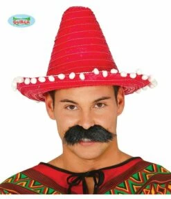 Mexicaanse Sombrero Rood 33cm