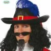 Musketiers Hoed Zwart Met Rode Band -FEESTBAZAAR Winkel musketiers hoed zwart met rode band