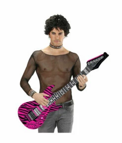 Opblaas Gitaar Zebra Pink -FEESTBAZAAR Winkel opblaas gitaar zebra pink 1