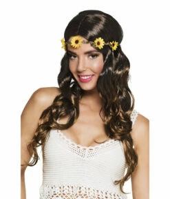 Pruik Joy Zwart/bruin Met Hoofdband