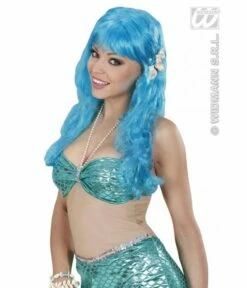 Pruik Zeemeermin Blauw Met Schelpen