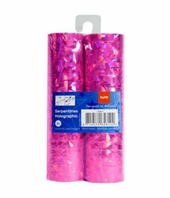 Roze Holografische Serpentines - 2 Stuks
