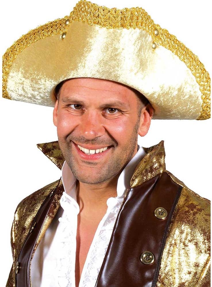 Voorkant -FEESTBAZAAR Winkel 3 spits hoed goud