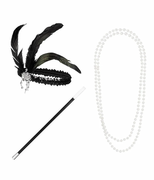 Voorkant -FEESTBAZAAR Winkel accessoireset flapper diva 3 delig